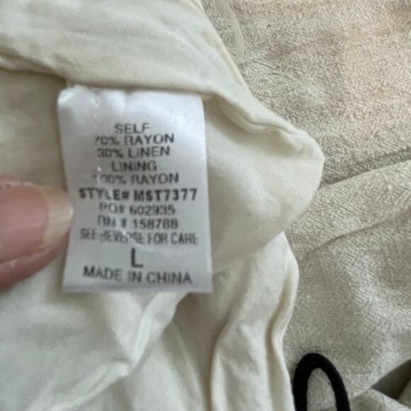 Mable Cream Linen Blend Wide Leg Pleated Pants Women's Large Minimalist Coastal - Picture 9 of 15